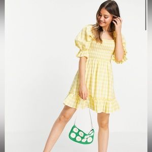 New Look Tie Back Shirred Smock Dress